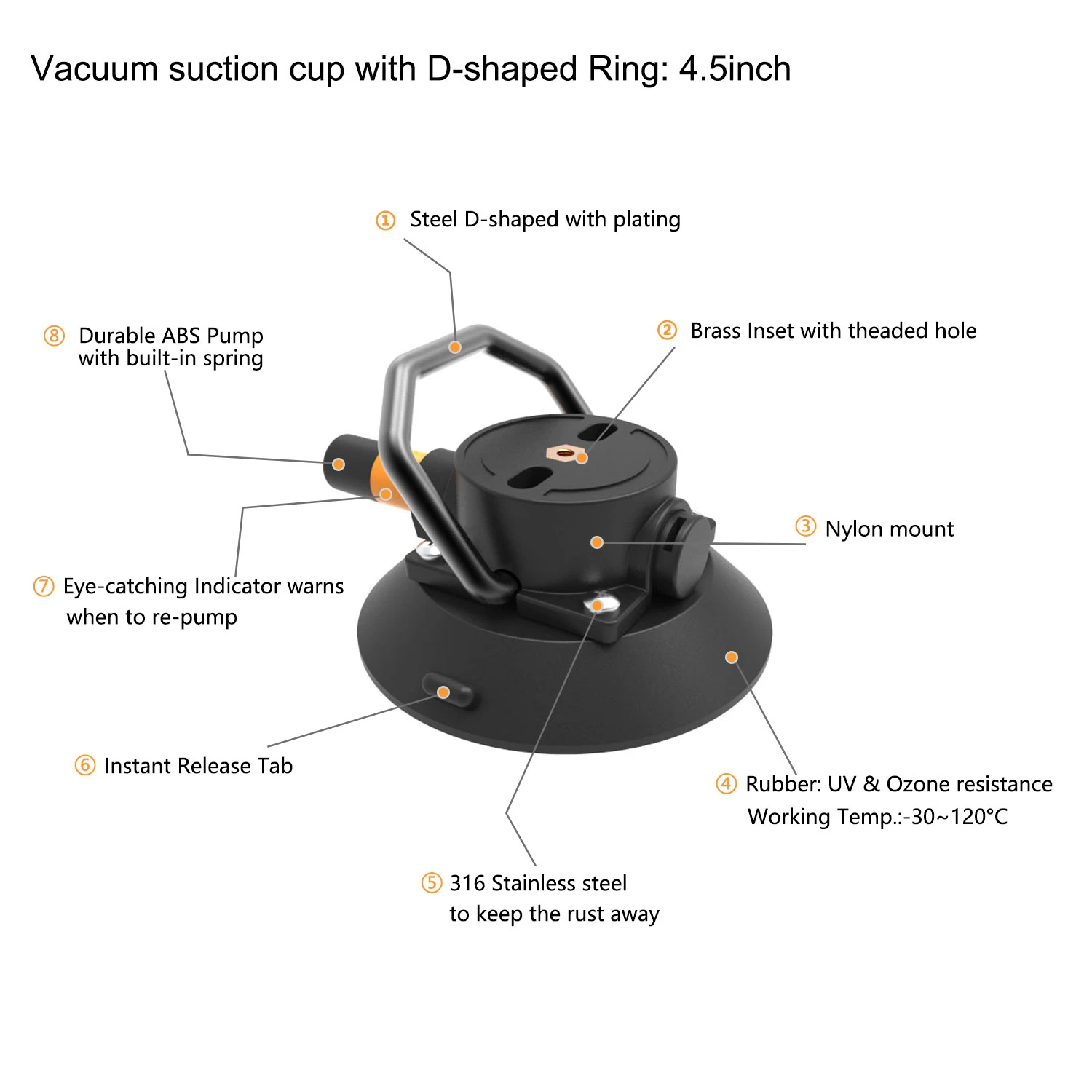 Wholesale Heavy Duty Awning Suction Cup with D-Ring | OEM Factory thumbnail